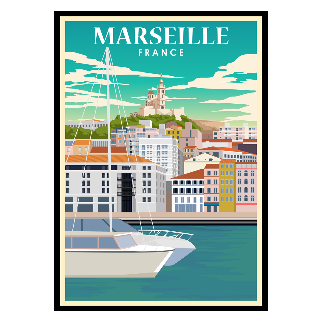 Affiche Marseille, Travel poster Marseille City