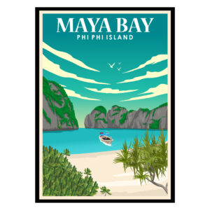 Maya Bay Phi Phi Island Longtail Boat Thailand Poster