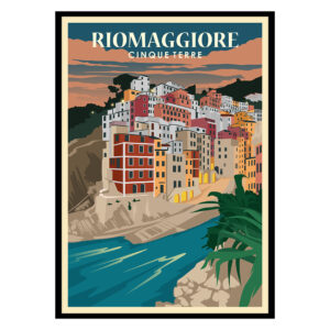 Riomaggiore by Night Cinque Terre Poster