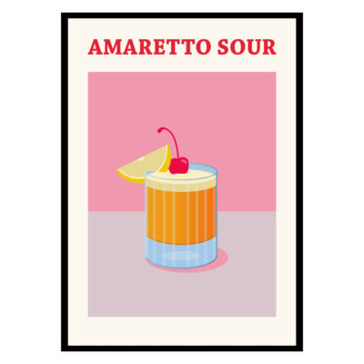 Amaretto Sour Cocktail Italy Poster