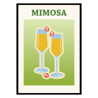 Mimosa Paris France Cocktail Poster