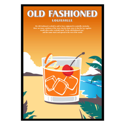 Old Fashioned Cocktail Vintage Poster