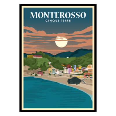 Monterosso by Night Cinque Terre Italy Poster
