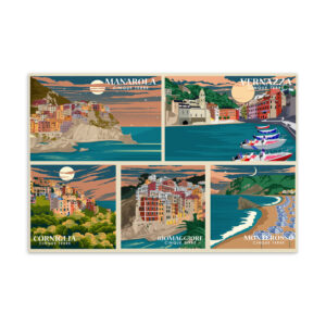 Cinque Terre 5 Lands by Night Postcard