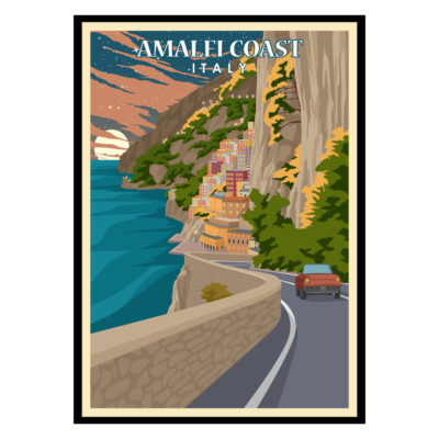 Amalfi Coast by Night Italy Poster