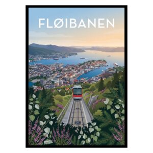 Fløibanen Funicular Norway Poster