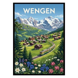 Wengen Village Switzerland Poster