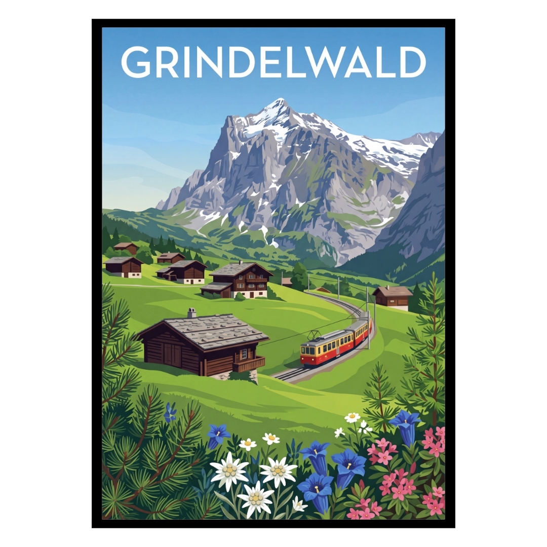 Grindelwald Village Switzerland Poster